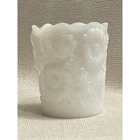 Vintage Milk Glass Sunflower Toothpick Holder White Floral Scalloped Art Glass