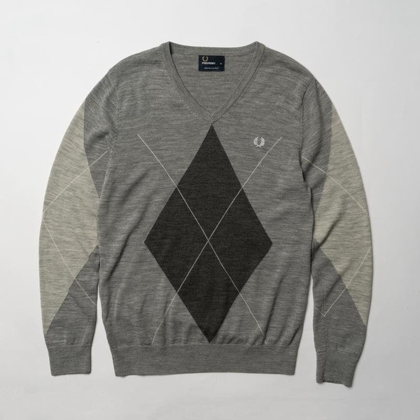 Men Fred Perry Sweater Grey Wool 38 / M / 46
