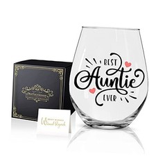 Best Aunt Ever Wine Glass with Gift Box, Auntie Gifts, Best Aunt Ever Gift Box