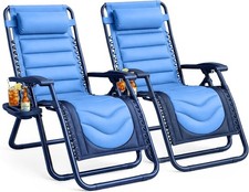 Set of 2 XXL Zero Gravity Chairs Padded Reclining Garden Lounger Heavy Duty