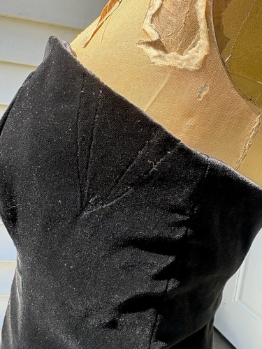 Vintage Laura Ashley Strapless Black Velvet Evening Dress Sz US12 Bust 37 - Picture 5 of 14