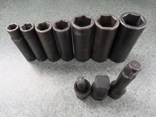 10PC SNAP-ON Tools 1/2" DR SAE 6PT DEEP IMPACT SIM SOCKET BUNDLE