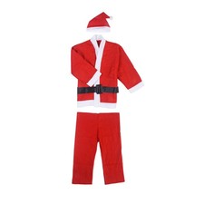 4Pcs Kids Santa Claus Costume for Christmas Red Durable Suit Set