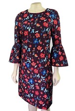 Calvin Klein Bell sleeve floral back zip sheath Dress Size 6
