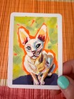 ACEO ORIGINAL HAIRLESS CAT SERIES 5/8 Gouache PAINTING kleptodog signed art — photo 1