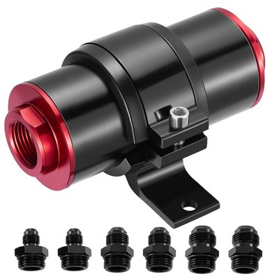 100 Micron Inline Fuel Filter Includes 6AN 8AN 10AN Adapters 50MM Bracket Clamp