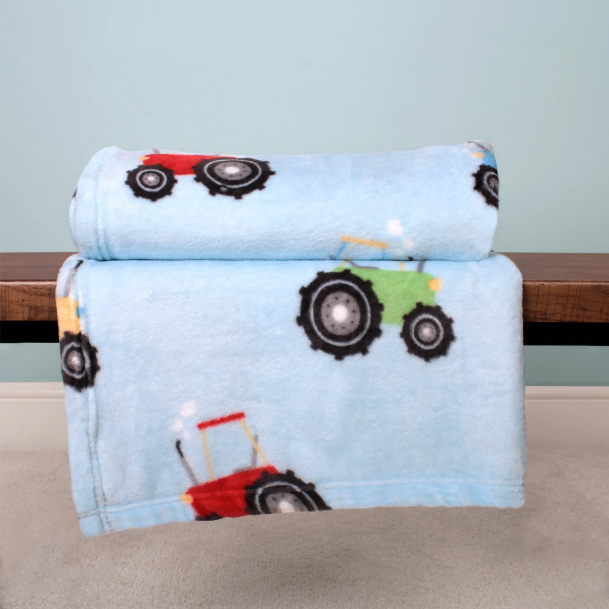 Bedlam Fleece Blanket (120 x 150cm), Blue Throw with Farm Tractor Design, Blanket & Throw for Kids, Kids Fleece Blanket for Boys, Farmyard Friends - Image 6