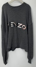 Kenzo Kids girls grey logo print long sleeves boxy drop shoulder sweater sz 14y
