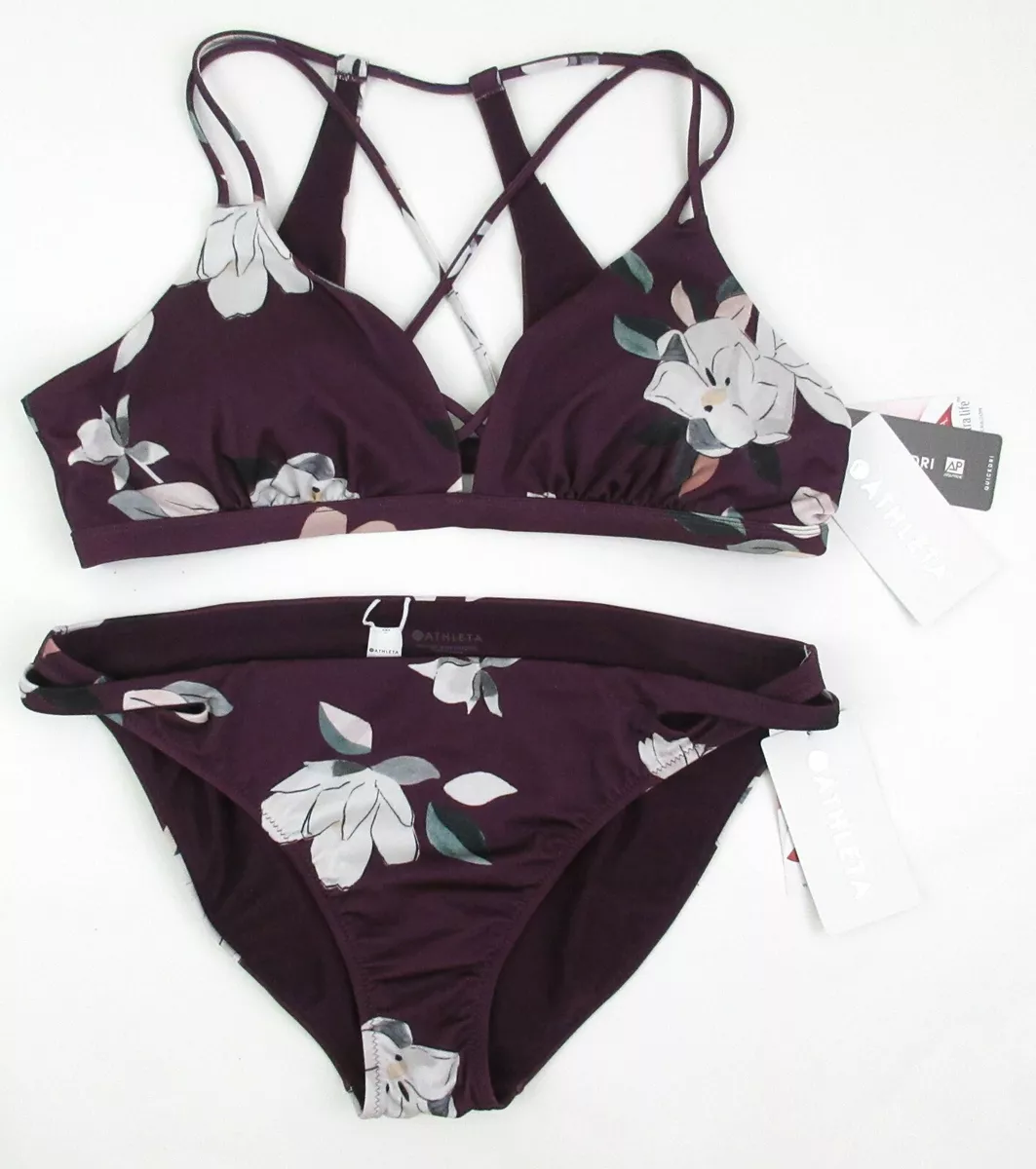 NEW Athleta Aqualuxe Floradona Bikini Crossover Bottom Wildberry XL 16 153.00
