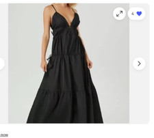 NWT New Forever 21 Women Cotton Polyester Black Maxi Midi Long Dress S Nice Rare