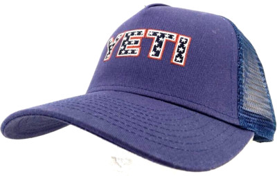 NEW Yeti Logo Star B Navy Trucker Mesh Snapback Cap Red White Blue Hat OS