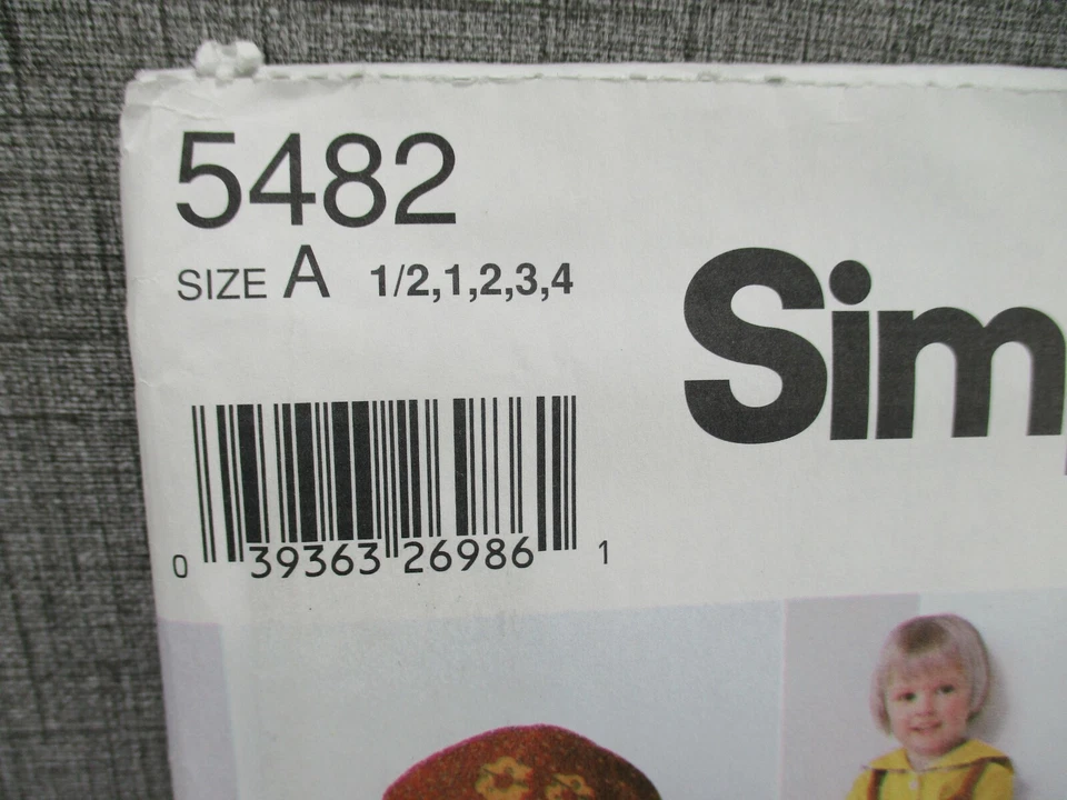  Simplicity Sewing Pattern 5482 Toddler Blouse Jumper Overall Hat Purse Size A - Image 2 of 4