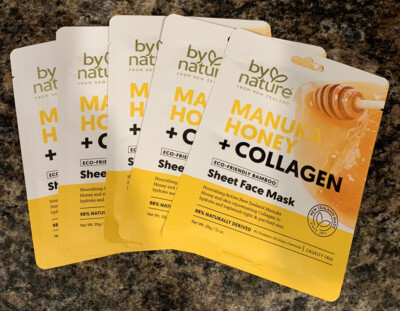 5X~BY NATURE MANUKA HONEY & COLLAGEN SHEET FACE MASK Eco friendly New Zealand