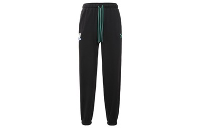 PUMA Embroidered Logo Casual Mid-Rise Drawstring Knit Sports Pants