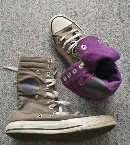 Mid Calf Boot Lace purple grey 
