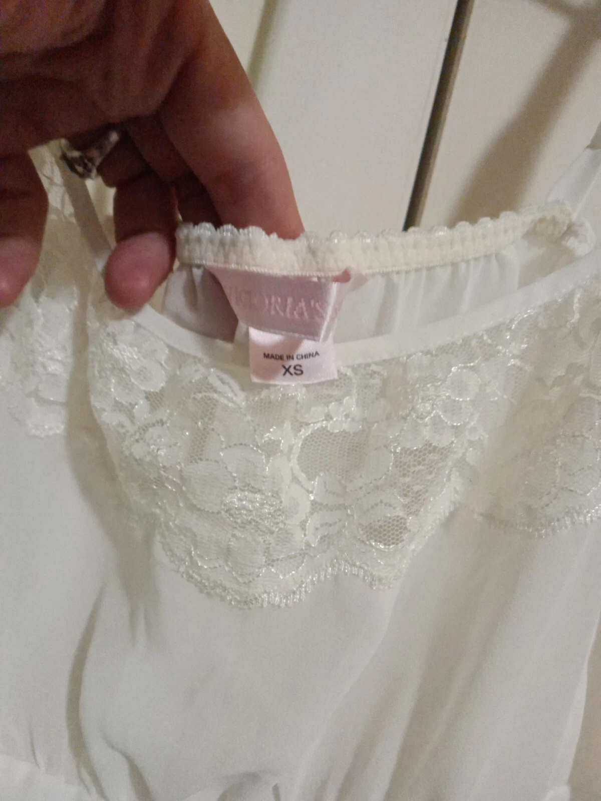 UNDERCOVER Mini abito vintage bambola bianca sposa Victoria's Secret camicia slip