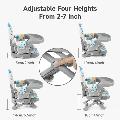 Travel Booster Seat w/ Tray Adjustable Folding High Chair Children Baby Armchair - Picture 19 of 78