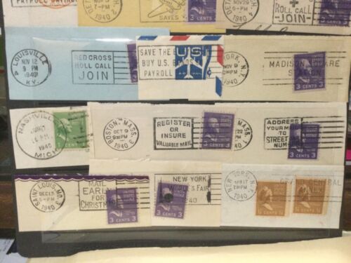 U.S. Stamps USA 1 page USED CUT SQUARE SLOGAN CANCELS collection lot - Picture 3 of 3