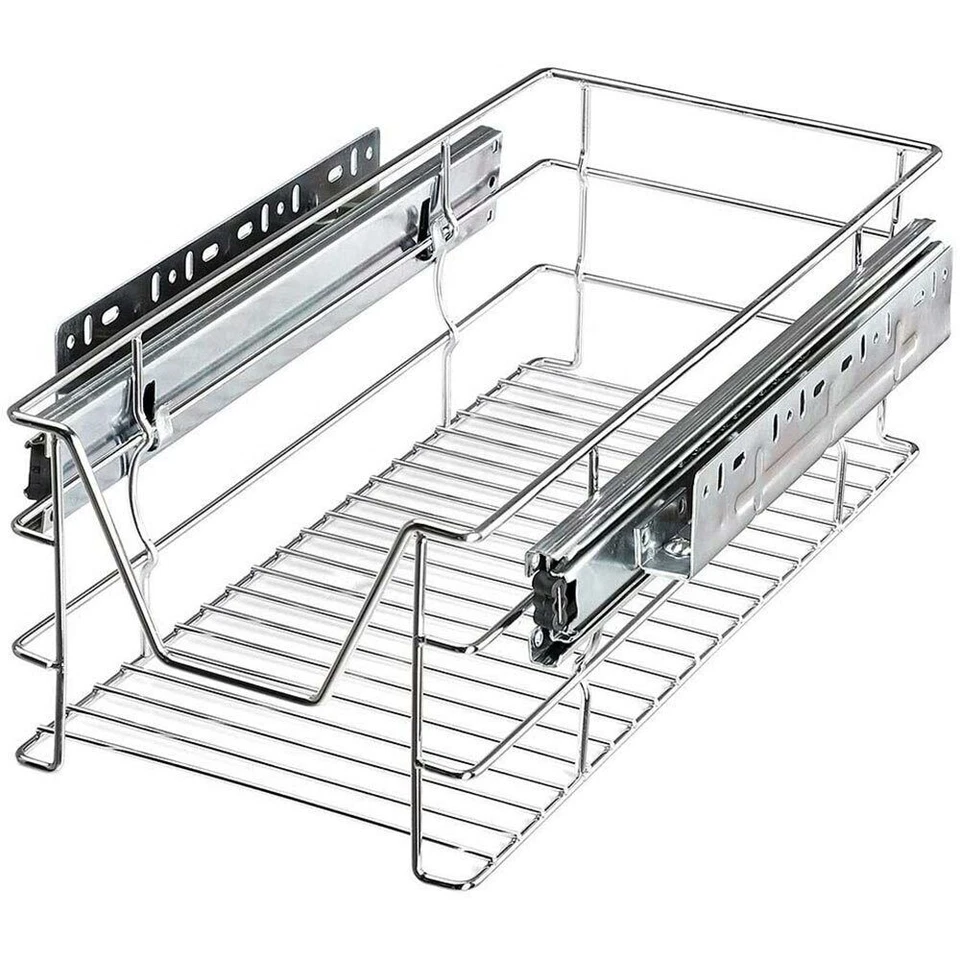 Set 2 Cassetti Cassetto Telescopico Cucina 30cm Cestello Estraibile Salvaspazio - Immagine 3 di 4