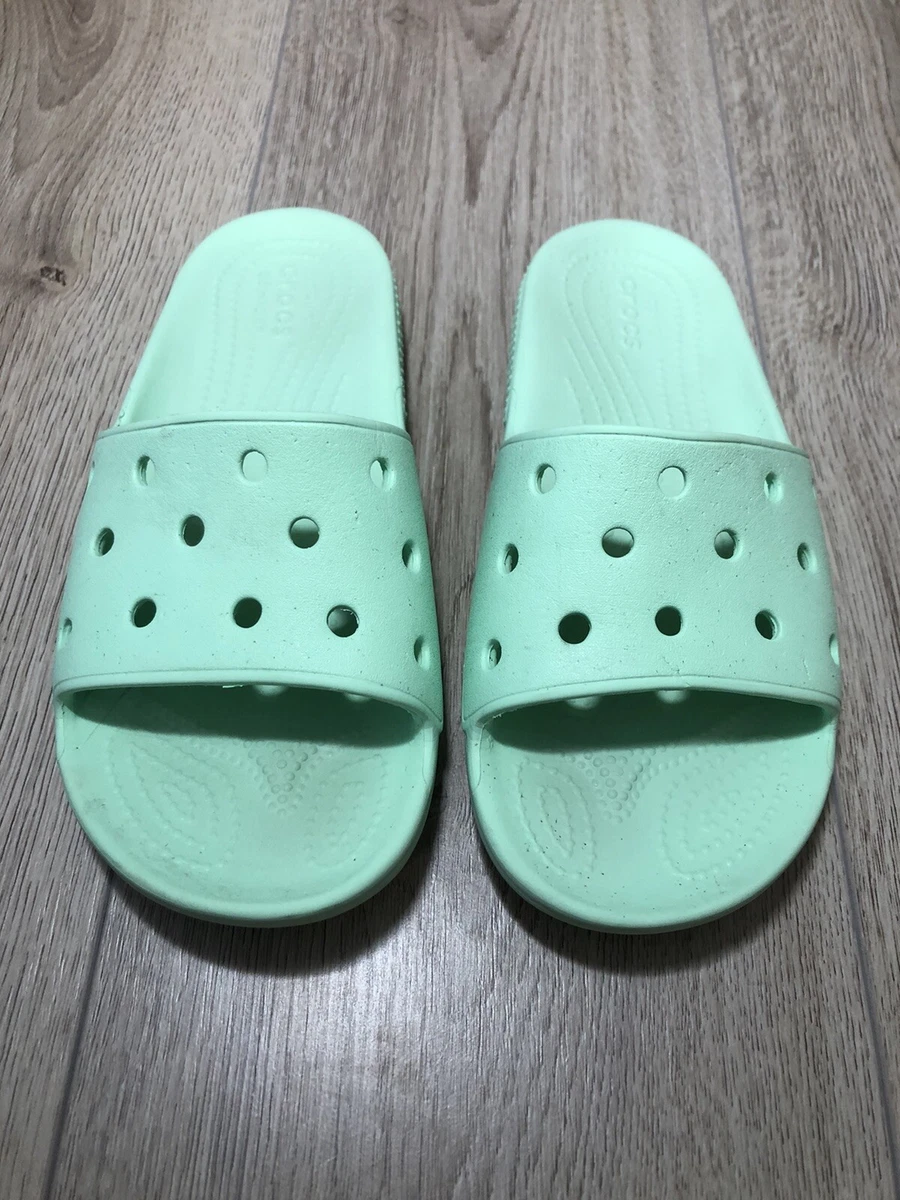 Mint green croc slides sale