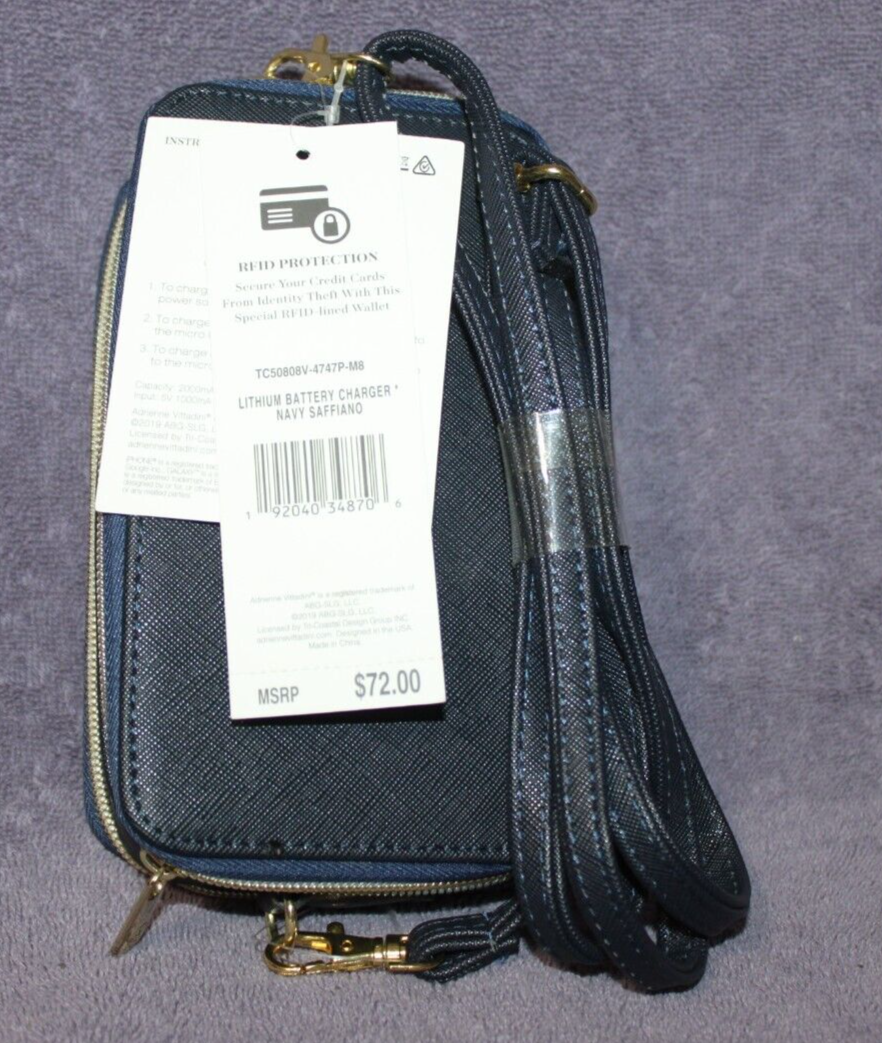 バッグ ADRIENNE VITTADINI Charging Wallet Crossbody RFID Protection NAVY