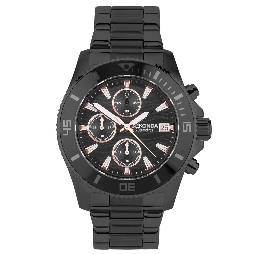 Sekonda Watch 30117 Mens Dive Pacific Wave Chronograph Black Bracelet RRP £119.9