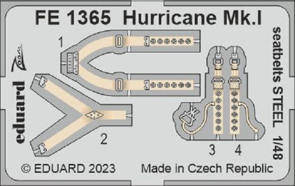 MW22 Eduard FE1365 Hurricane Mk.I Seatbelts Steel 1/48 Zoom Set For Hobby Boss-image