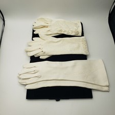 Long White Gloves Ladies Embroidered Beaded Womens Gloves West Germany Lot 3