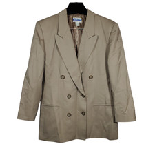VTG Pendleton Sport Coat Blazer Womens 16 Tan Beige Wool Double Breasted