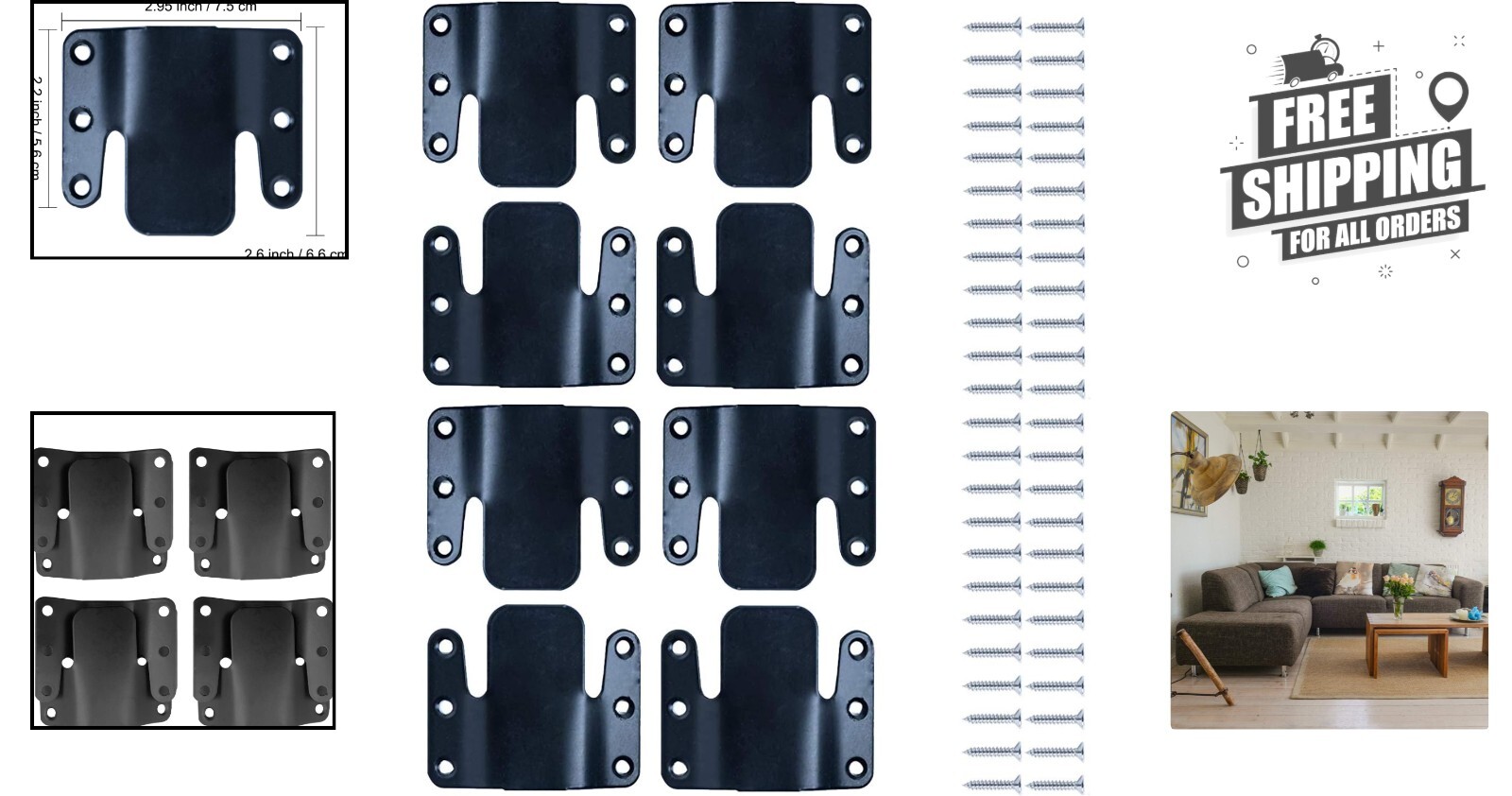8-Piece L-Shaped Sectional Sofa Connectors with Easy Assembly -  Quality