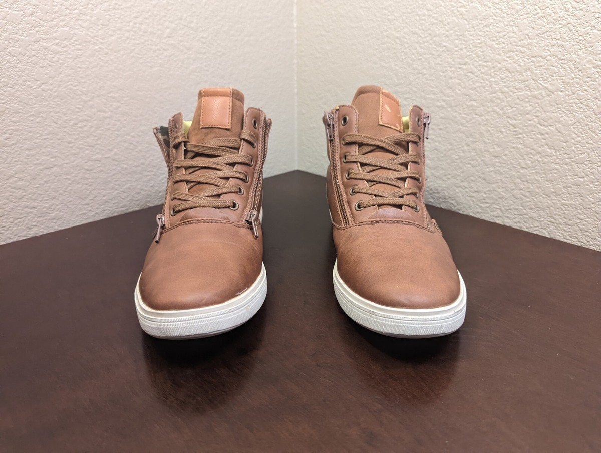 Arider Mens Boots Lace Up Faux Leather Canvas Brown Size 9.5 Men main image 4