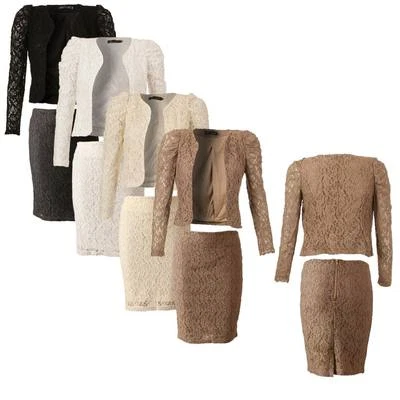 STANDESAMT KOSTÜM PENCIL ROCK UND BOLERO - BLAZER AUS SPITZE (S4)