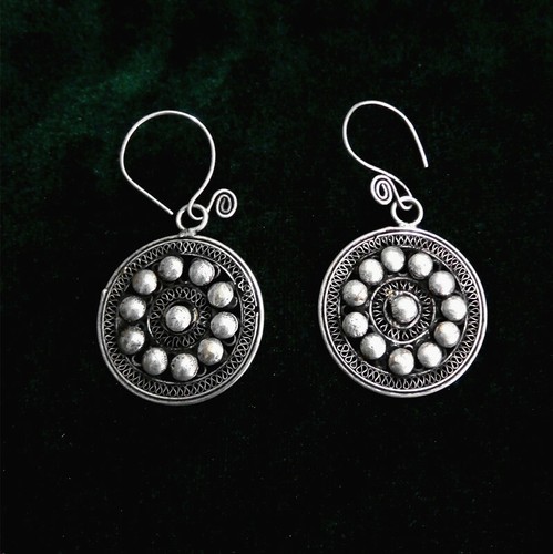 Retro palace traditional tribal pure handmade filigree miao silver earring 1pair - Picture 5 of 5
