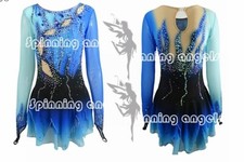Ice Figure Skating Dress/Dance/Baton Twirling costume Custome blue dyeing