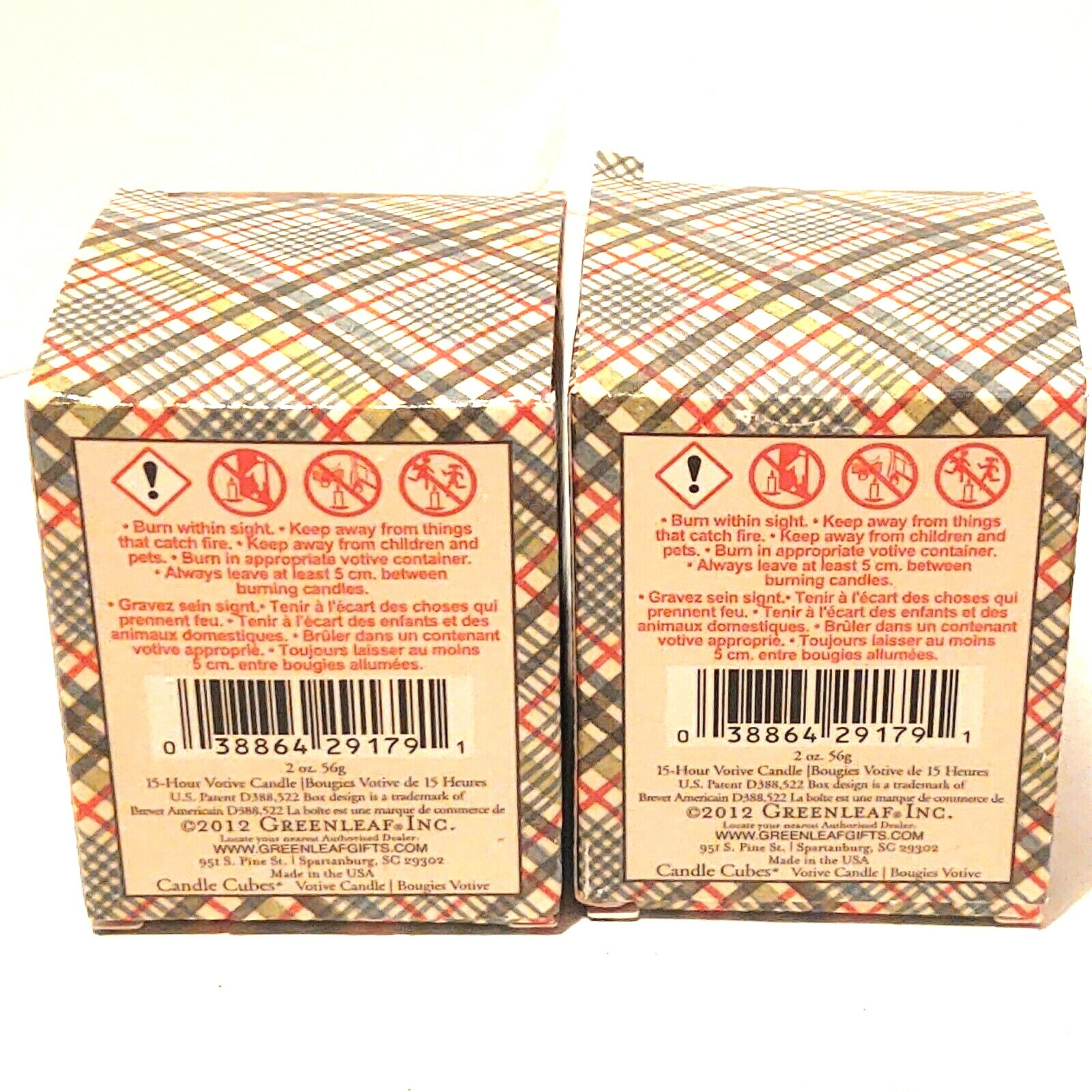 Greenleaf Apple Spice & Cinnamon scented Votives lot 2 candle cube