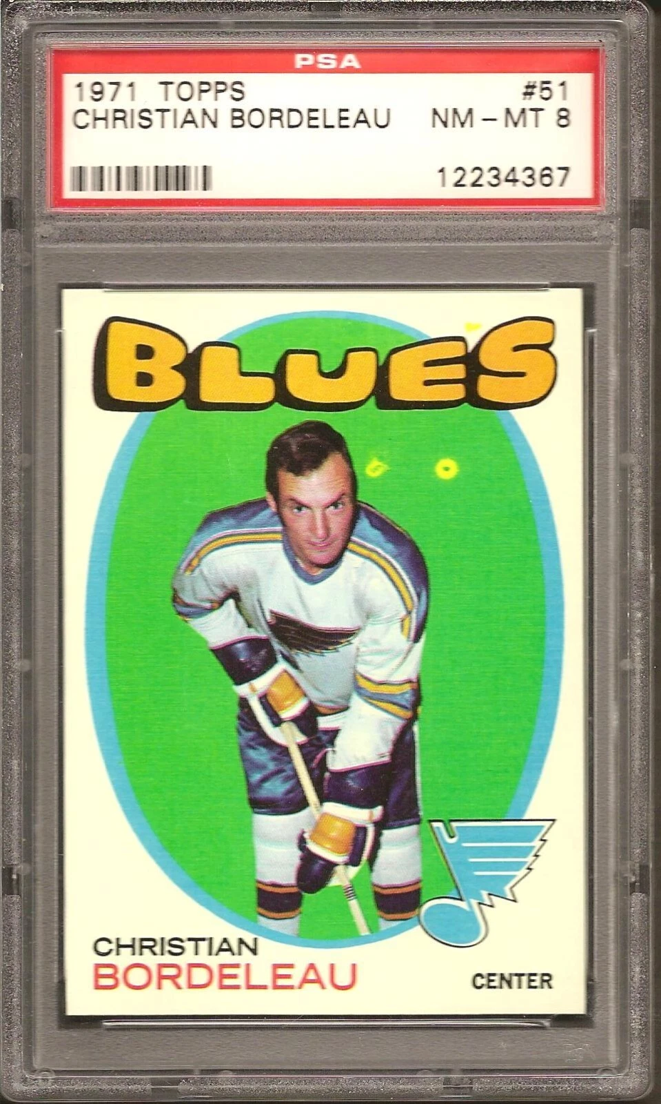 Deal for 1971 Topps #51 Christian Bordeleau PSA 8