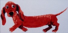 Hot Dog Dachshund Hand Painted Needlepoint Canvas