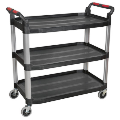 Sealey 3-stufiger Werkstattwagen aus Verbundwerkstoff 40 kg Tragkraft pro Regal CX310