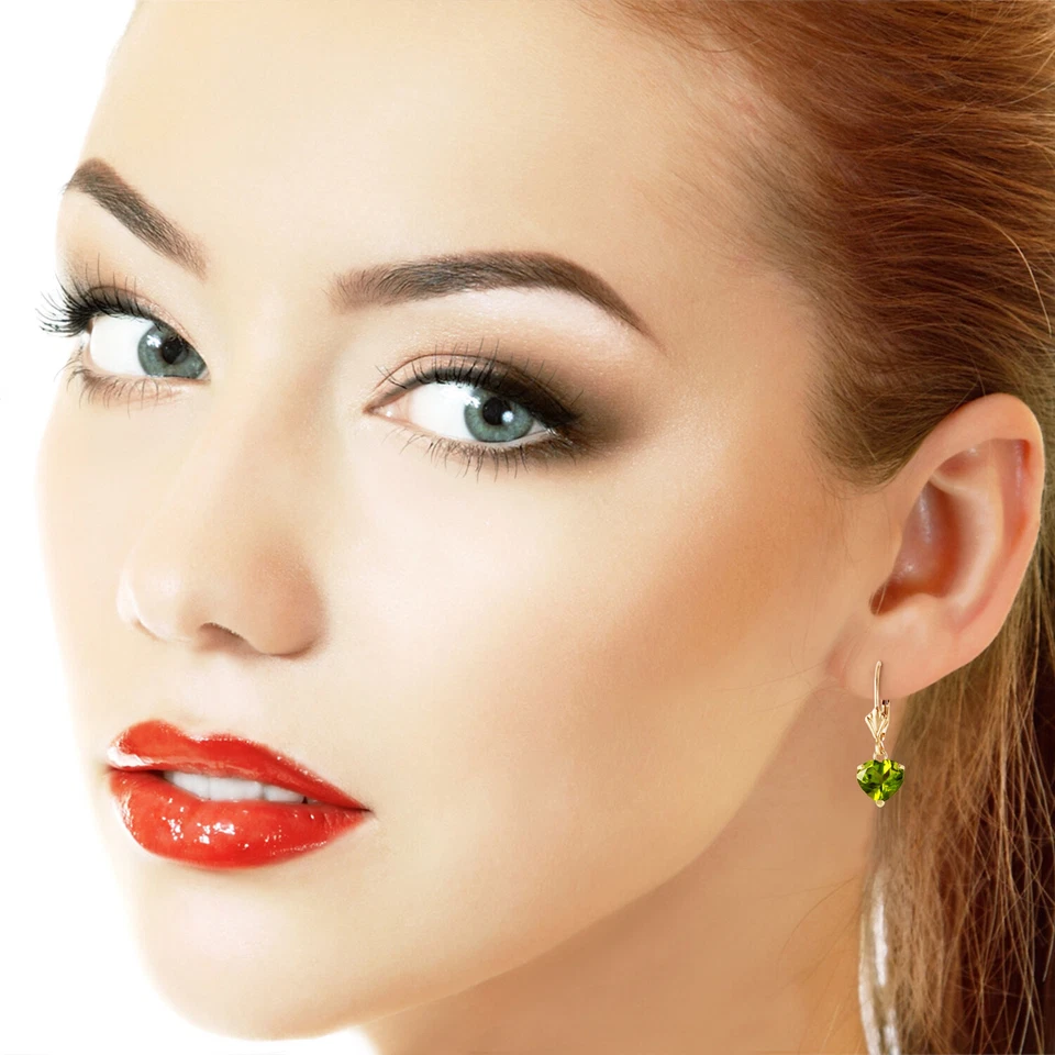 3.25 CTW 14K Solid Gold Leverback Earrings Natural Peridot - Image 3 of 4