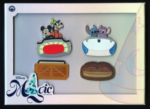 Disney Magical Vehicles Goofy Mickey Stitch Angel Magic Happins Boxed Pin Set