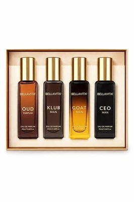 BellaVita Gift Set for Men | OUD, KLUB, GOAT, CEO | 4×20ml Long Lasting Perfume