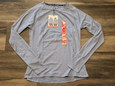 NWT Spyder Active Womens Long Sleeve Top Heather Blue Thumb Zip Pocket Size M