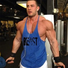Men's Gym Tank Top Muscle Shirt Sleeveless T Shirt Workout Fitness Training Tee