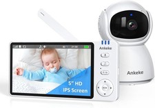 AnKeKe Baby Monitor with Camera and Audio, No WiFi 5'', White
