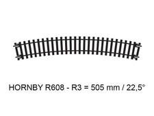 HORNBY Rail courbe R3 505 mm 22,5° code 100 - HO 1/87 - HORNBY R608