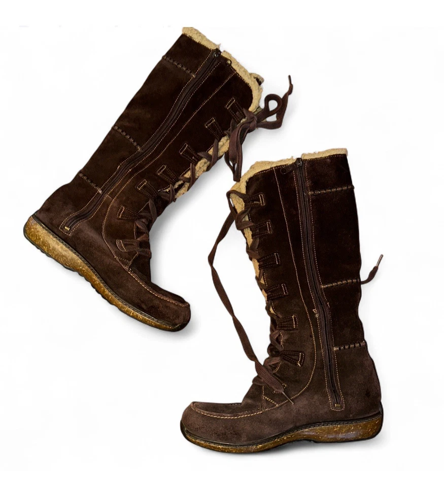 Винтажный Y2K Timberland снег ботинки фиолетовый размер 10 М колена замши кожи Apres - Изображение 2 из 4