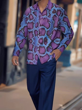 Men's Outfit 2 Piece Set Shirt  Pants Suit PLUS SIZE BIG 5XL