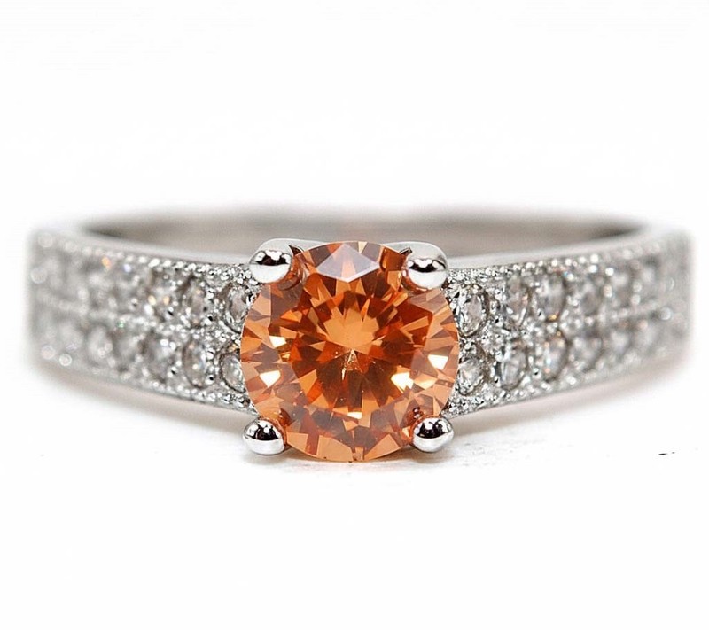 2CT  Padparadscha 925 Solid Sterling Silver Ring Sz 8 F8-2