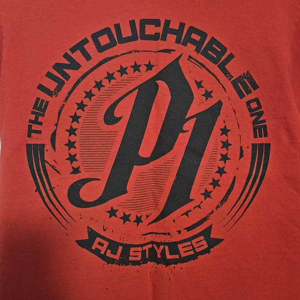 AJ Styles WWE P1 Red Graphic Tee Y2K Streetwear Retro Sports Aesthetic Small  - Image 3 of 4