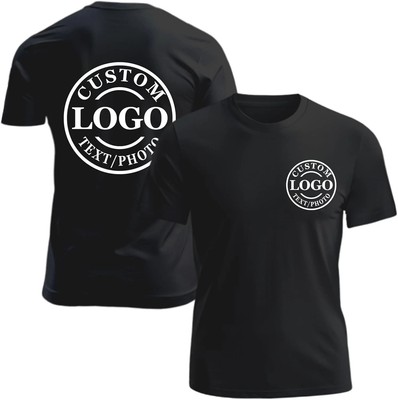 Custom T-Shirt Personalized Upload Photo Text Logo Front & Back 100% Cotton